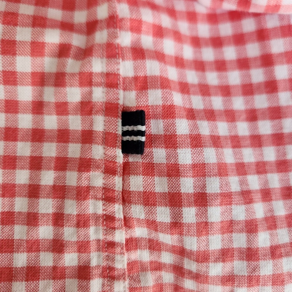 Nautica Mens L Classic Fit Stretch Gingham Orange Checkered Button Down Shirt - Picture 7 of 9